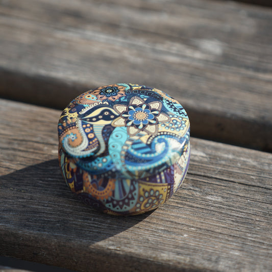 Homemade Lotion Bar in colorful tin - Special Edition (blue-flowers)