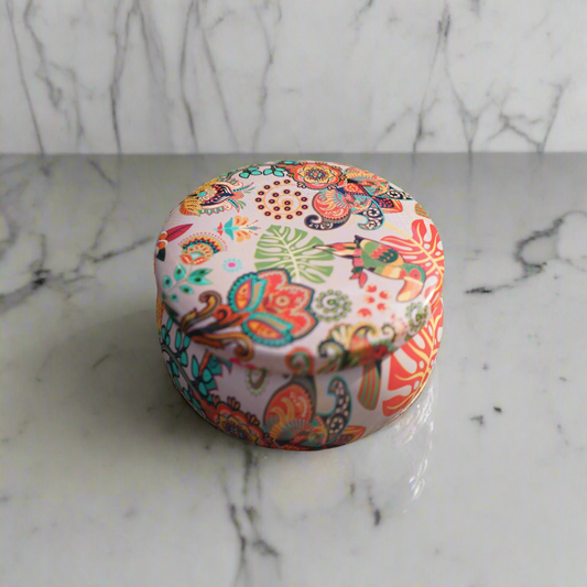 Homemade Lotion Bar in colorful tin - Special Edition (birds-and-flowers)