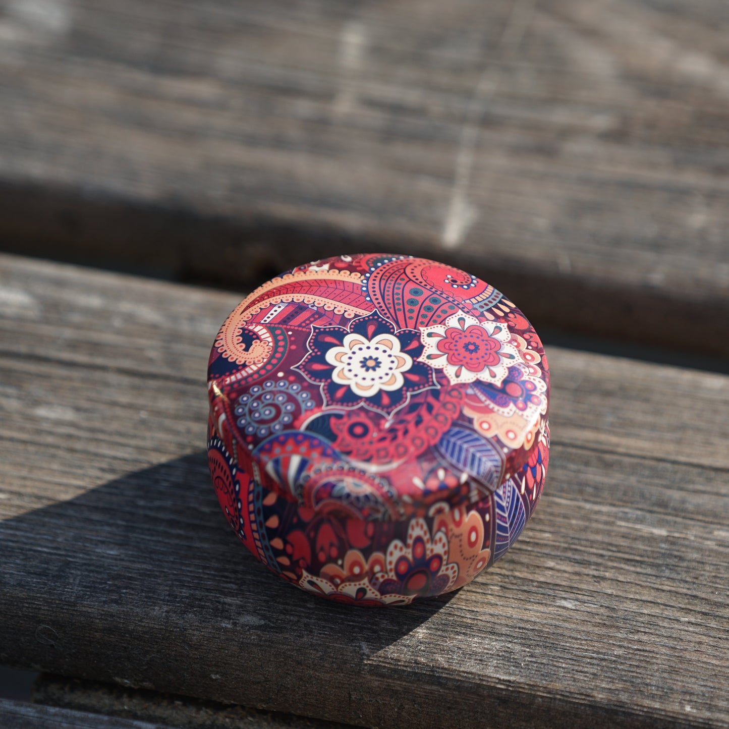 Homemade Lotion Bar in colorful tin - Special Edition (red-flower)